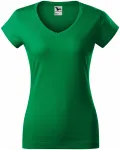 Dámské tričko s V-výstřihem zúžené, trávově zelená