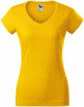 Dámské tričko s V-výstřihem zúžené, žlutá