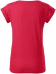 Dámské triko s vyhrnutými rukávy, červený melír