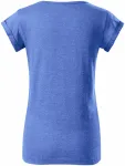 Dámské triko s vyhrnutými rukávy, modrý melír